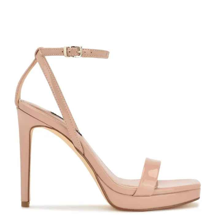 Zilo Platform Sandals Barely Nude Patent Women Nine West Heels