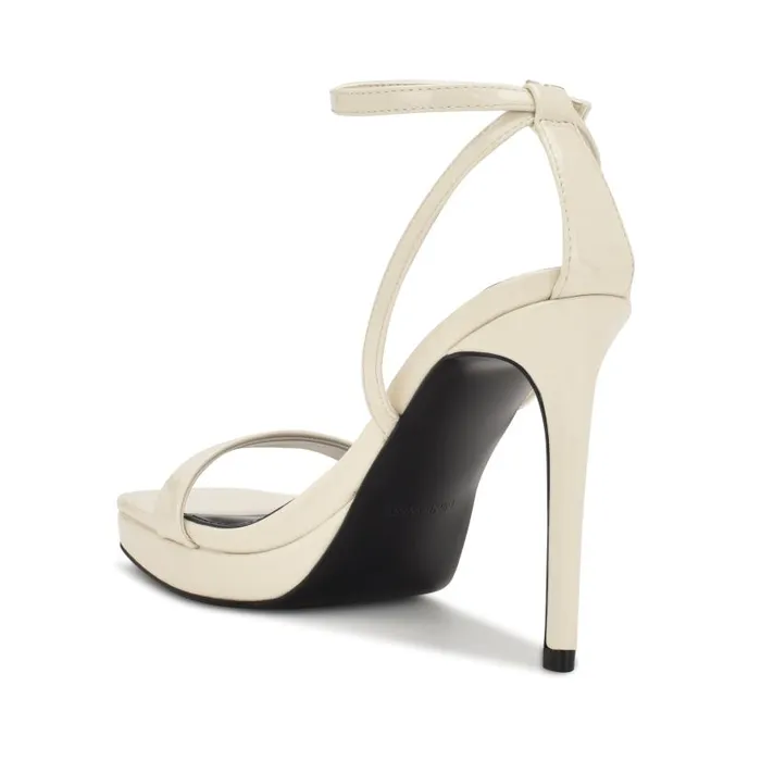 Zilo Platform Sandals Chic Cream Patent Women Nine West Heels