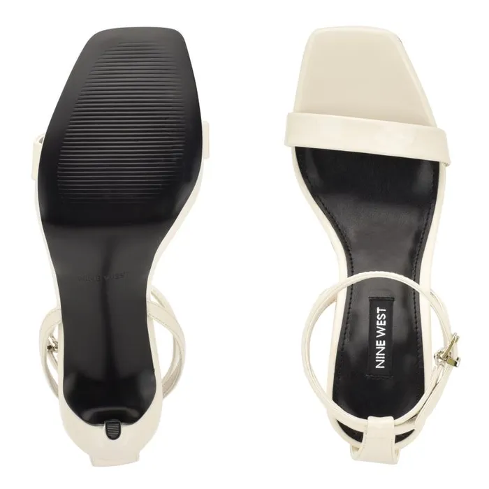 Zilo Platform Sandals Chic Cream Patent Women Nine West Heels